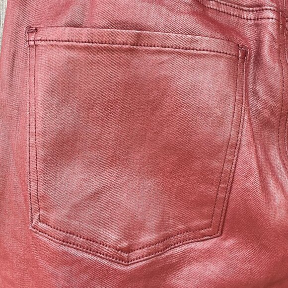 DAZE Daily Driver Coated Cropped Jeans in Wine Lips Womens 32 Burgundy Red NWT - Picture 12 of 16